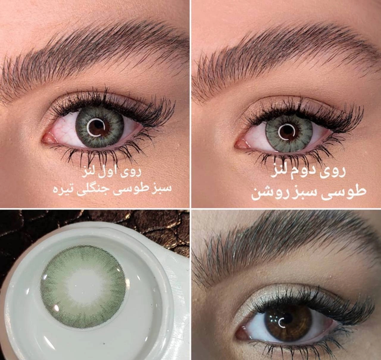 لنز طبی دهب صابرین گری گرین Sabrin Gray Green رنگ طوسی سبز دور دار