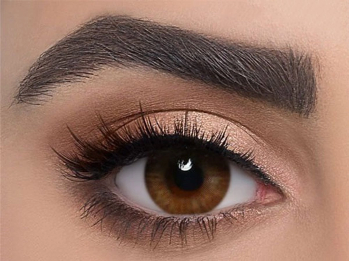 لنز طبی دهب کت آی cat eye رنگ عسلی متوسط روشن