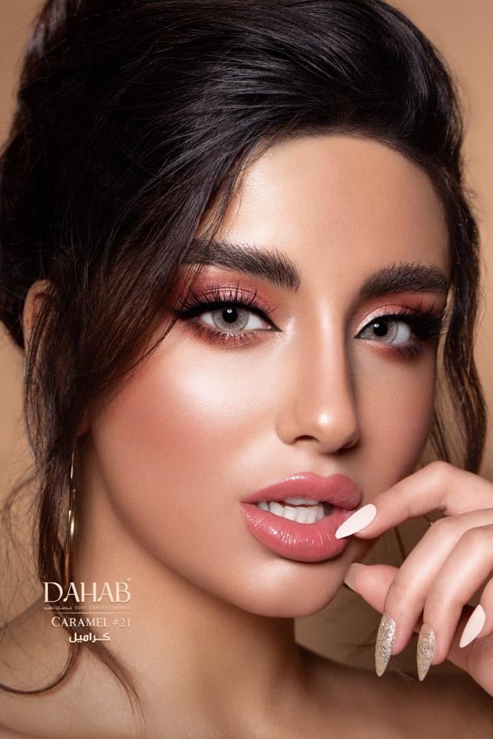 لنز طبی دهب کارامل caramel رنگ طوسی عسلی دور دار